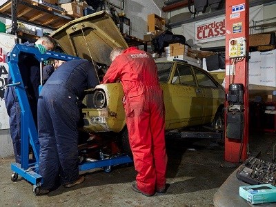 Practical Classics team take out the engine of a Morris Marina